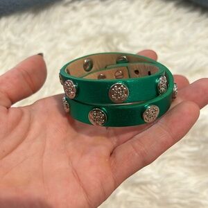 Gorgeous vibrant green Rustic Cuff double cuff bracelet